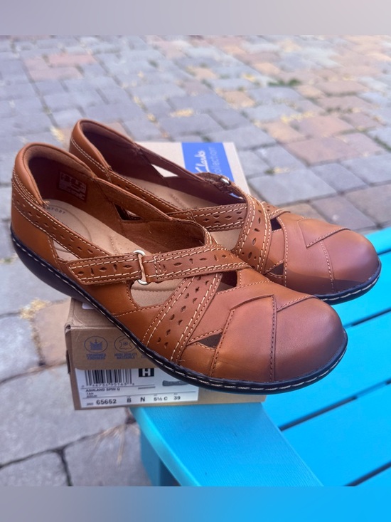 Clarks Shoes - WOMENS CLARKS BROWN LEATHER MARY JANE ASHLAND SPIN Q COMFORT SHOES SIZE 8 NARROW